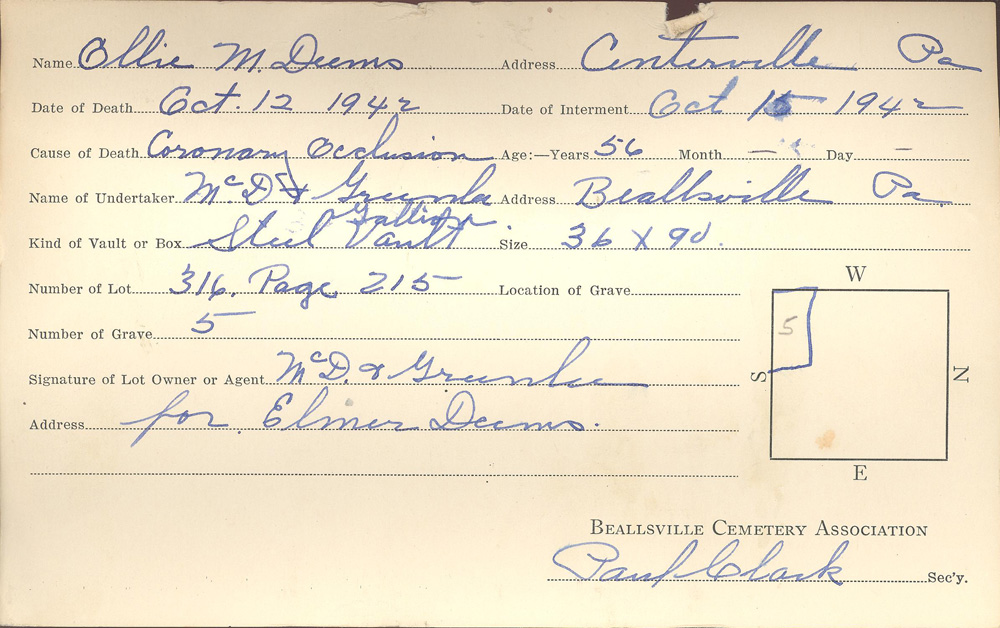 burial card